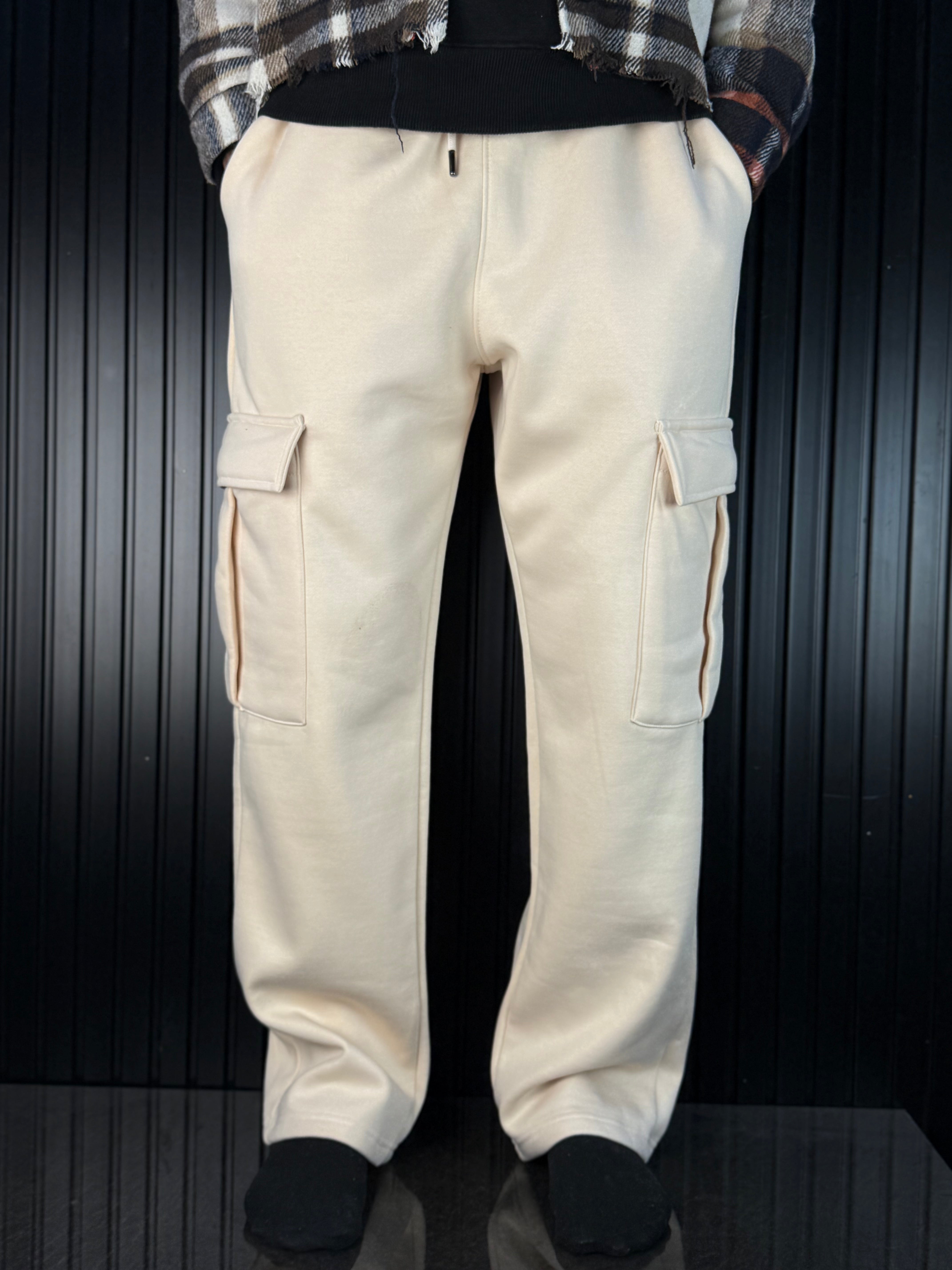 Beige cream unisex striaght fit trouser